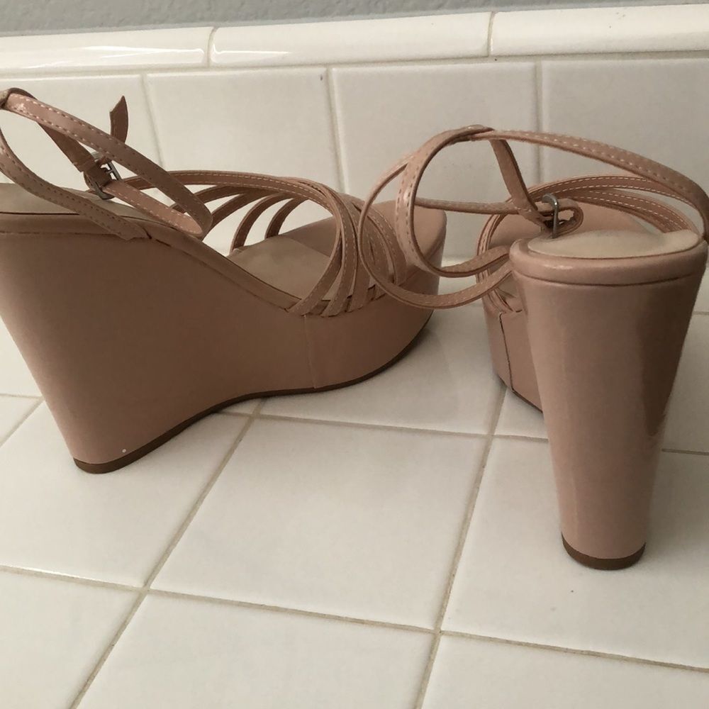 Tan/cream color platform wedge